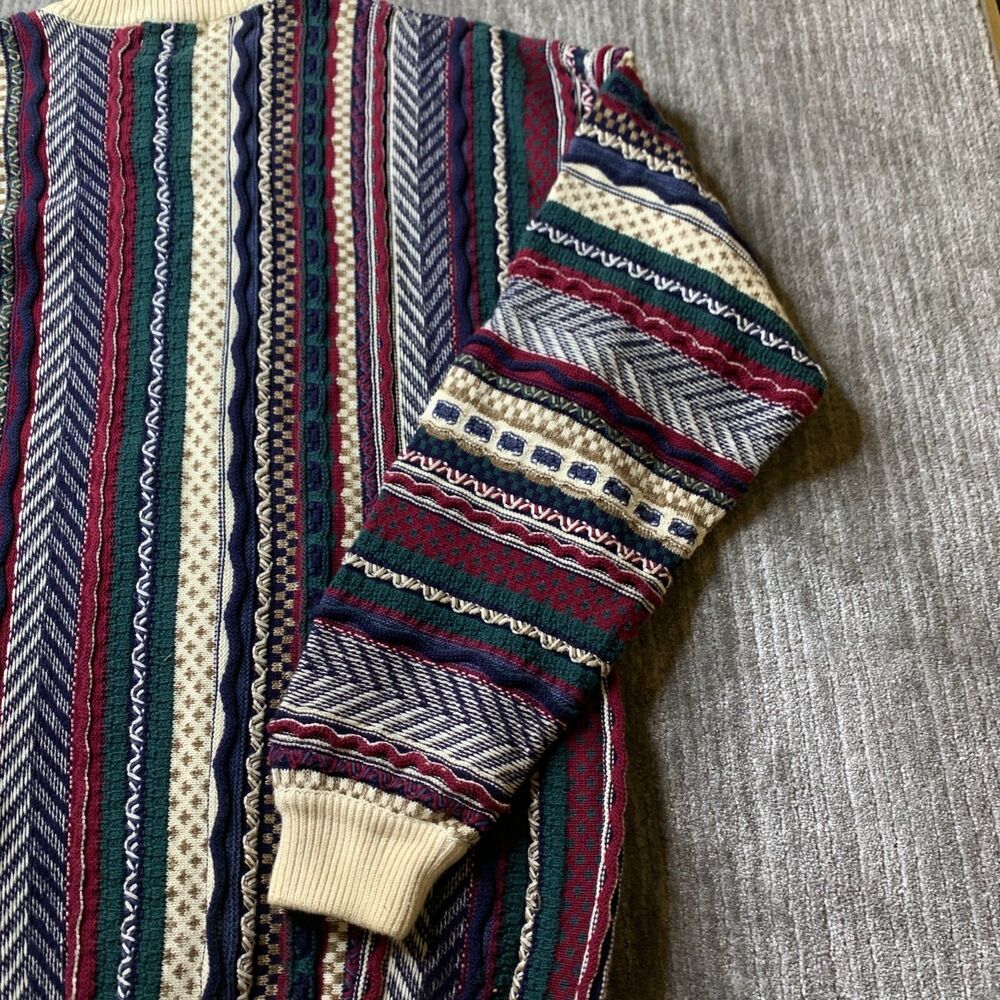 Cotton Traders Knit Sweater Large Tall Coogi Style 3D Textured Vintage 80's Mens - Picture 10 of 15